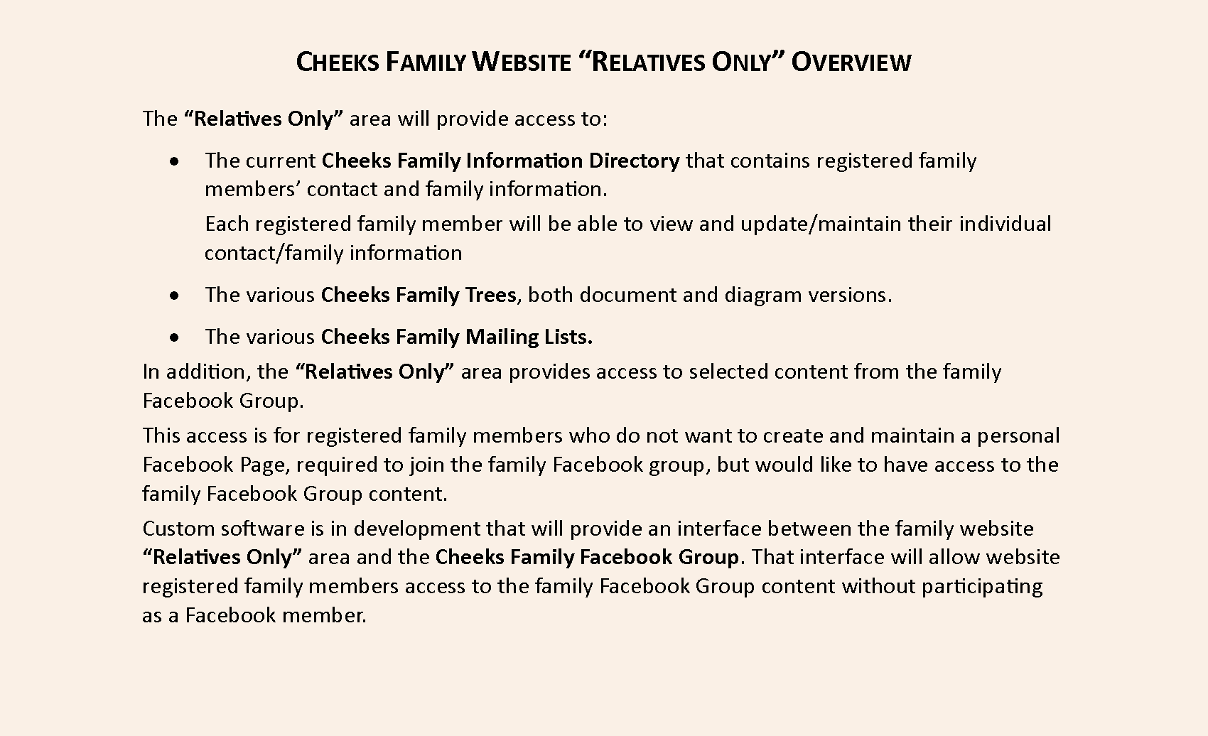 Relatives Only Overview