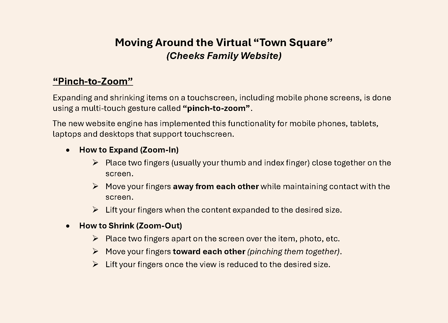 Using 'Pinch-to-Zoom'